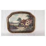Framed Cottage Scene Artwork