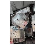 Electrical Junction Boxes Lot including Metal Boxes with Knockouts and Mounting Brackets