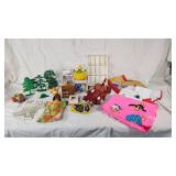 Vintage Toys including Duck Feeding Bank, Crayons, and Miscellaneous Toys