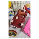 Vintage Toys including Duck Feeding Bank, Crayons, and Miscellaneous Toys