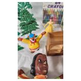 Vintage Toys including Duck Feeding Bank, Crayons, and Miscellaneous Toys