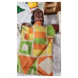 Vintage Toys including Duck Feeding Bank, Crayons, and Miscellaneous Toys