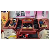 Sewing Supplies including Wooden Sewing Box, Needle Sets, Patterns, and Accessories