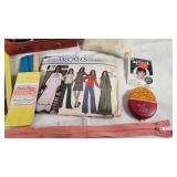 Sewing Supplies including Wooden Sewing Box, Needle Sets, Patterns, and Accessories