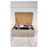 Box with Assorted Yarn and Clothespins
