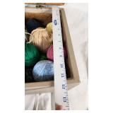 Box with Assorted Yarn and Clothespins
