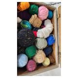 Box with Assorted Yarn and Clothespins