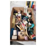 Sewing and Craft Supplies Lot including Needles, Threads, and Scissors