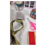Sewing and Craft Supplies Lot including Needles, Threads, and Scissors