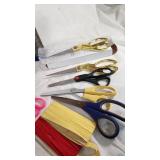 Sewing and Craft Supplies Lot including Needles, Threads, and Scissors