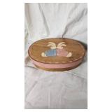 Decorative Wooden Cabinet, Bunny-Themed Box, and Miscellaneous Decor Items