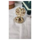 Decorative Wooden Cabinet, Bunny-Themed Box, and Miscellaneous Decor Items