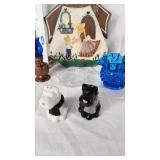 Various Decorative and Collectible Items Including Miniature Lamps, Windmill Art, and Figurines