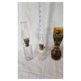 Vintage and Decorative Glass Oil Lamps with Various Designs