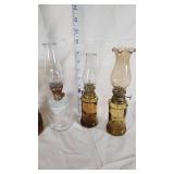 Vintage and Decorative Glass Oil Lamps with Various Designs