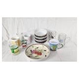 Assorted Kitchenware and Drinkware Including Furio Bowls, Curious George Glass, and More