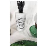 Horse-Themed Decorative Plates, Ceramic Horse Head, and Miniature Oil Lamps