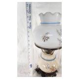 Antique Floral Glass Lamp, Taylor Hygrometer, and South Dakota Souvenir with Brass Hooks