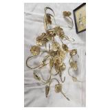 Antique Floral Glass Lamp, Taylor Hygrometer, and South Dakota Souvenir with Brass Hooks