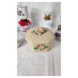 Assorted Vintage Home Decor Items including Hand-Painted Japan Shoe, Floral Plate, and Decorative Lamps