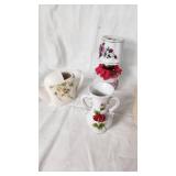 Assorted Vintage Home Decor Items including Hand-Painted Japan Shoe, Floral Plate, and Decorative Lamps