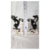 Ceramic Horse and Wooden Bowling Pin Bookends