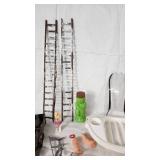 Vintage Toy and Model Train Accessories including Track, Ladders, and Vehicles