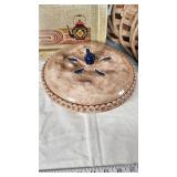 Ceramic Covered Dish, Serving Tray, and Woven Mats Set