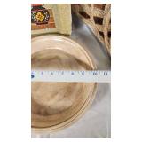 Ceramic Covered Dish, Serving Tray, and Woven Mats Set