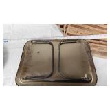 Ceramic Covered Dish, Serving Tray, and Woven Mats Set