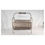 Vintage Brass Magazine Rack with Handle