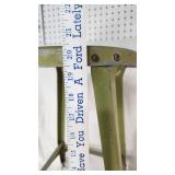 Green and White Vintage Metal and Wood Stools