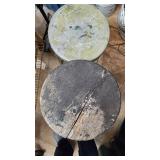 Green and White Vintage Metal and Wood Stools