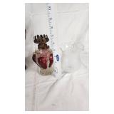 Collection of Vintage Oil Lamps with Colorful Glass and Metal Features