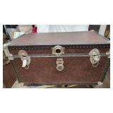 Vintage Trunk with Metal Hardware and Leather Handles