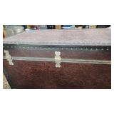 Vintage Trunk with Metal Hardware and Leather Handles
