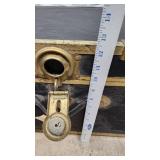 Vintage Black Trunk with Brass Accents and Wood Interior