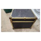 Vintage Black Trunk with Brass Accents and Wood Interior