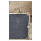 Vintage Black Trunk with Brass Accents and Wood Interior