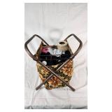 Vintage Yarn Caddy with Crochet Supplies