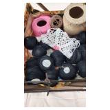 Vintage Yarn Caddy with Crochet Supplies