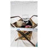 Vintage Yarn Caddy with Crochet Supplies