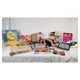 Vintage Board Games and Puzzles including Milton Bradley Password, Connect Four, and Big Bird Puzzle