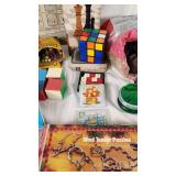 Vintage Board Games and Puzzles including Milton Bradley Password, Connect Four, and Big Bird Puzzle