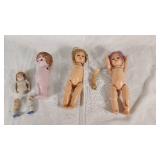 Lot of Vintage Porcelain Dolls with Detachable Limbs and Hair