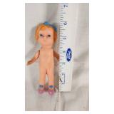 Vintage Small Doll with Blue Bow and Purple Shoes