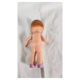 Vintage Small Doll with Blue Bow and Purple Shoes