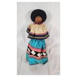 Handmade Cloth Doll with Colorful Dress and Beaded Necklace