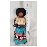 Handmade Cloth Doll with Colorful Dress and Beaded Necklace