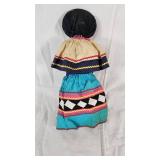 Handmade Cloth Doll with Colorful Dress and Beaded Necklace